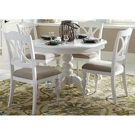 Round Table with Turned Pedestal Base